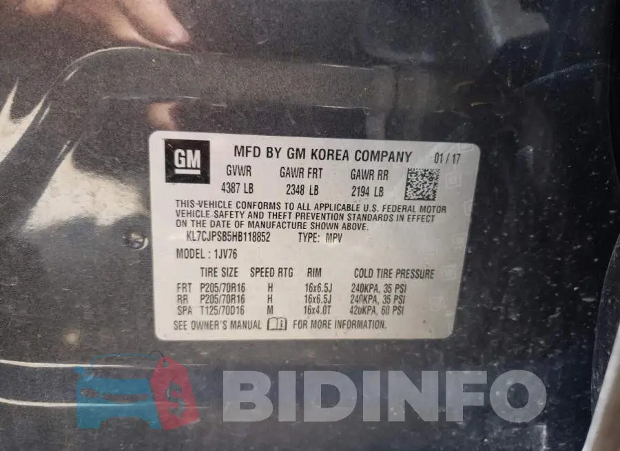 KL7CJPSB5HB118852 Photo# 10