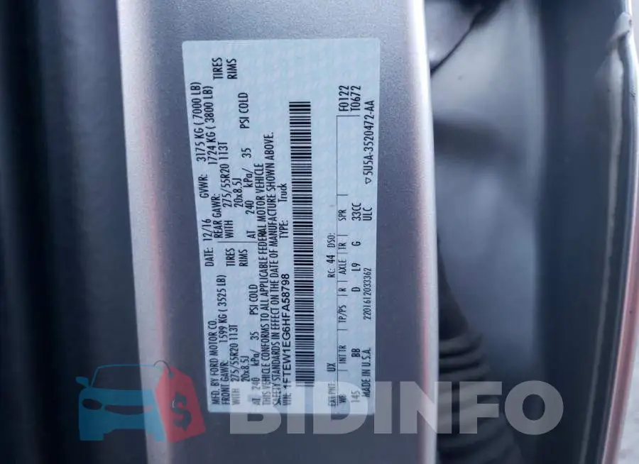 1FTEW1EG6HFA58798 Photo# 10