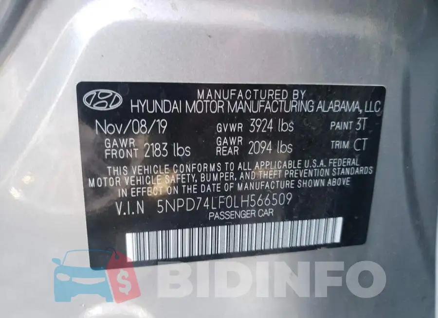 5NPD74LF0LH566509 Photo# 10