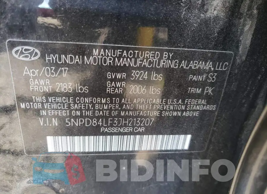 5NPD84LF3JH213207 Photo# 10