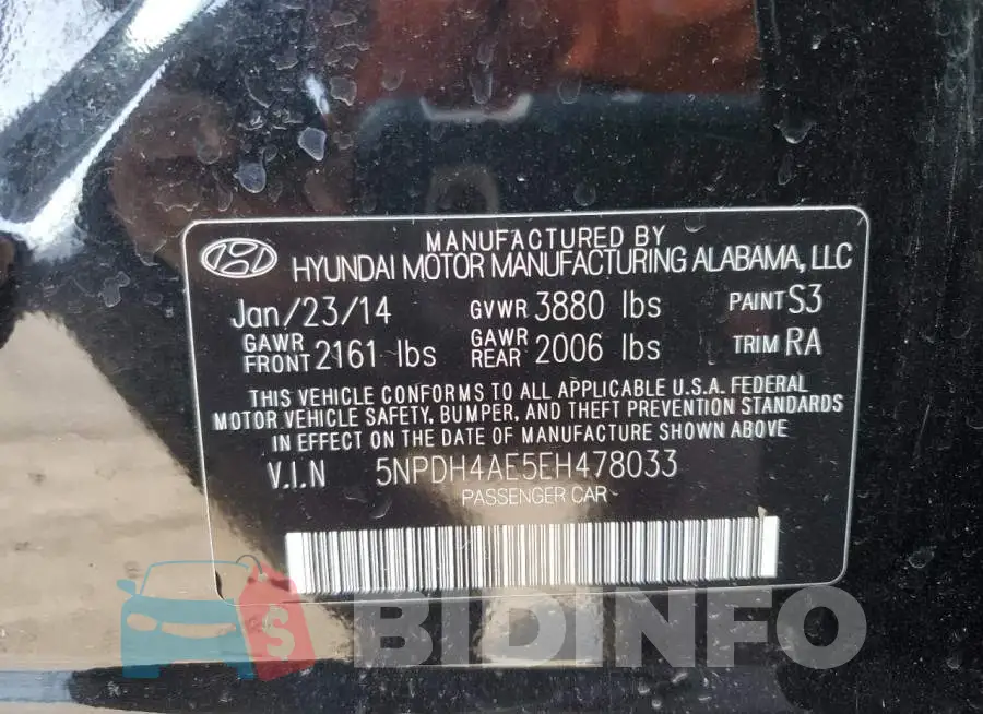 5NPDH4AE5EH478033 Photo# 12