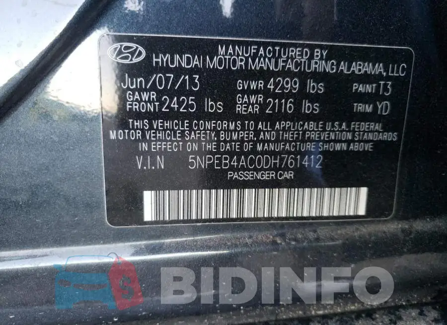 5NPEB4AC0DH761412 Photo# 10