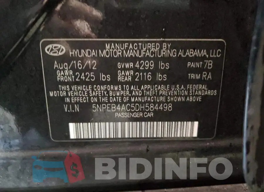 5NPEB4AC5DH584498 Photo# 12