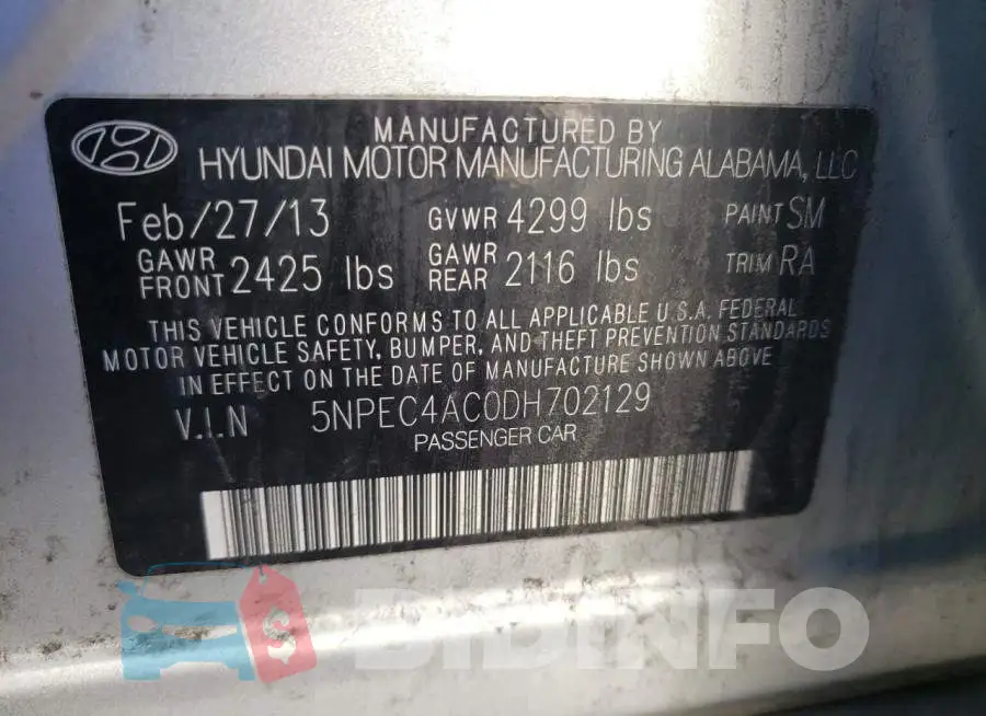 5NPEC4AC0DH702129 Photo# 10