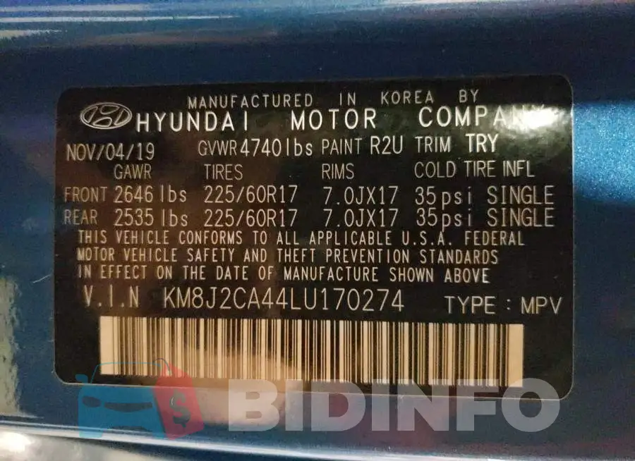 KM8J2CA44LU170274 Photo# 14