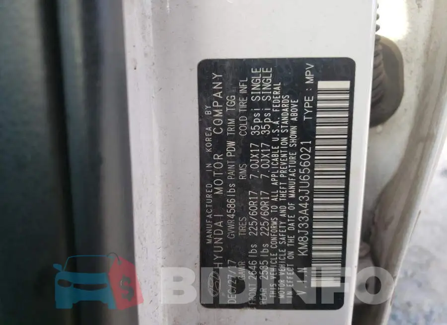 KM8J33A43JU656021 Photo# 10