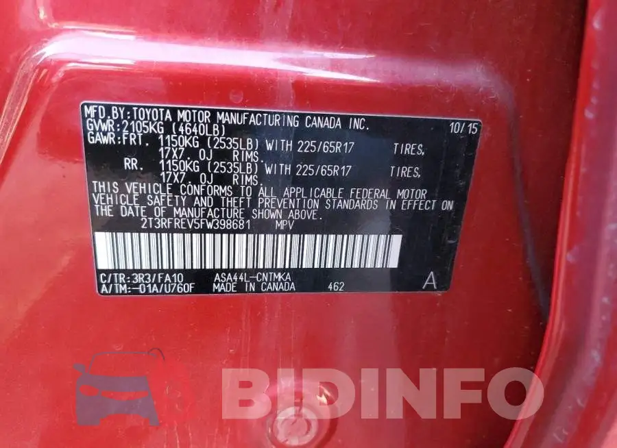 2T3RFREV5FW398681 Photo# 13