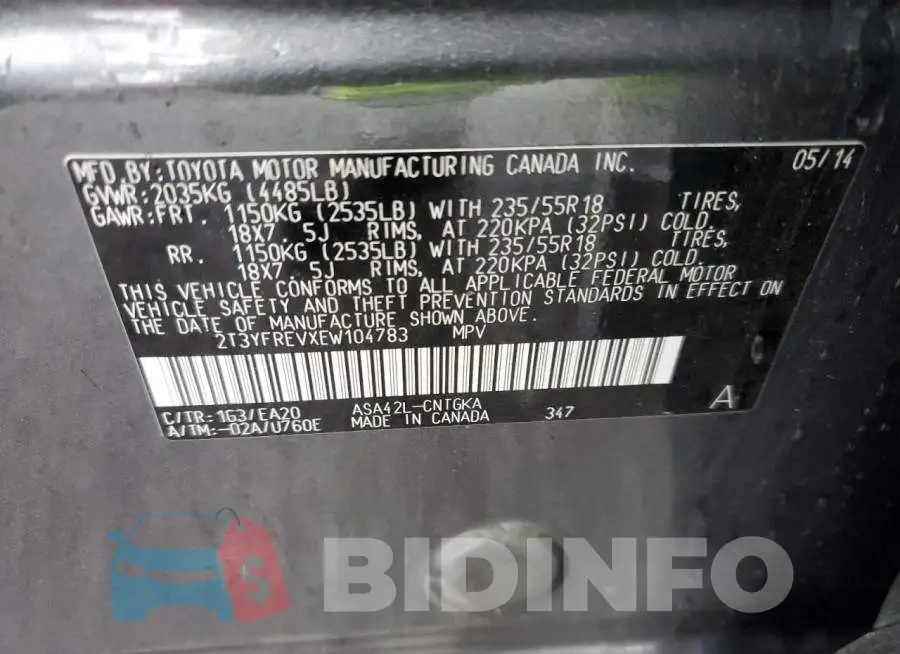 2T3YFREVXEW104783 Photo# 12
