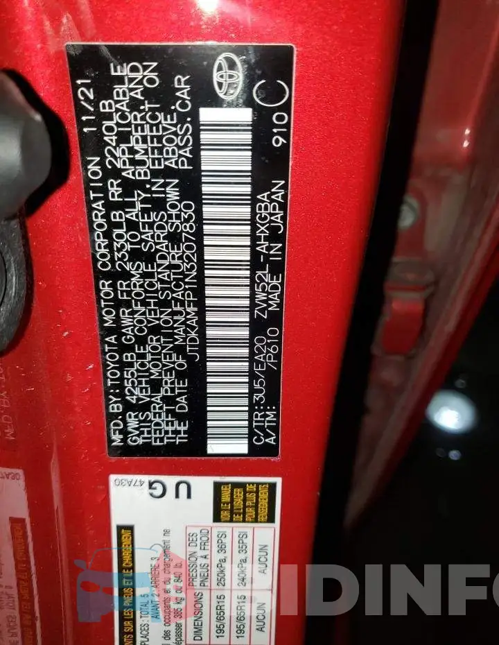 JTDKAMFP1N3207830 Photo# 13