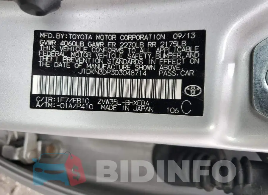JTDKN3DP3D3048714 Photo# 12