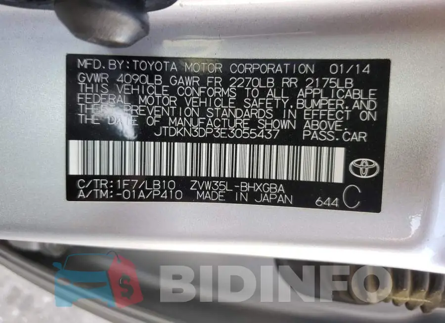 JTDKN3DP3E3055437 Photo# 12