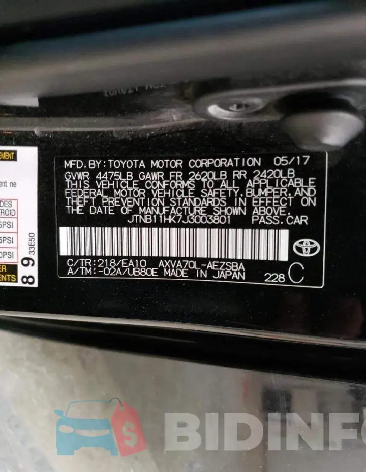 JTNB11HK7J3003801 Photo# 12