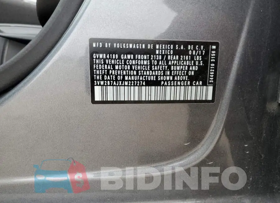 3VW2B7AJXJM227274 Photo# 12