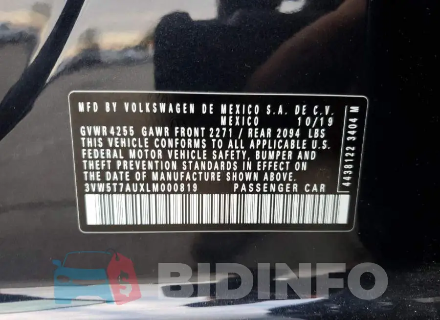 3VW5T7AUXLM000819 Photo# 12
