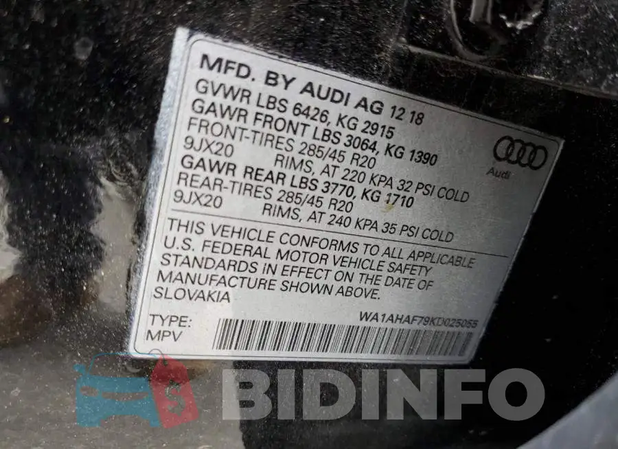 WA1AHAF79KD025055 Photo# 13