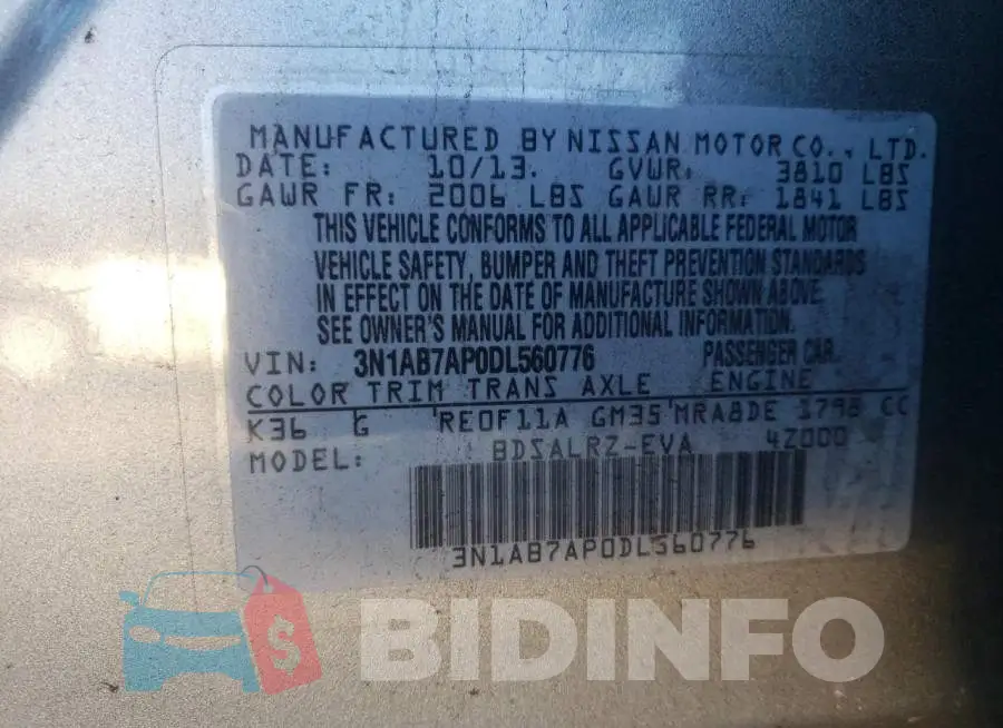 3N1AB7AP0DL560776 Photo# 12