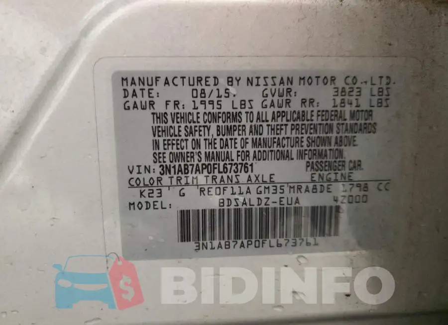 3N1AB7AP0FL673761 Photo# 12
