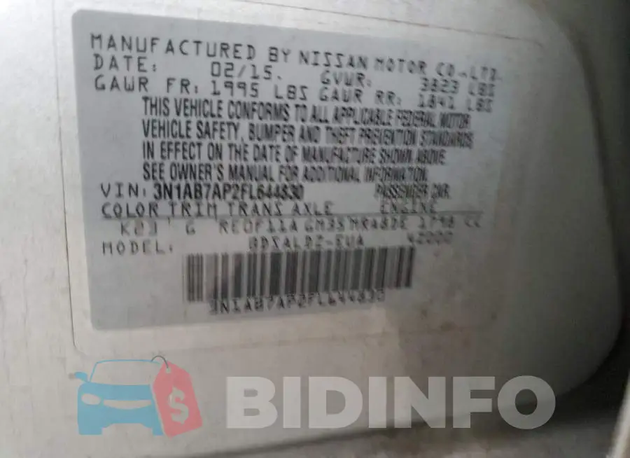 3N1AB7AP2FL644830 Photo# 10