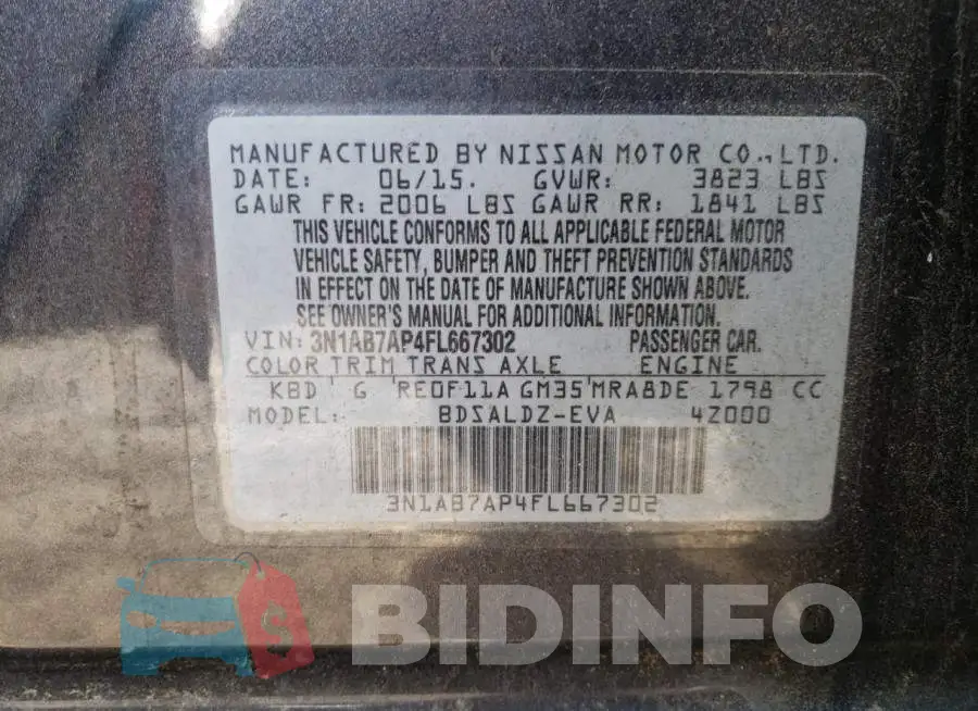 3N1AB7AP4FL667302 Photo# 13