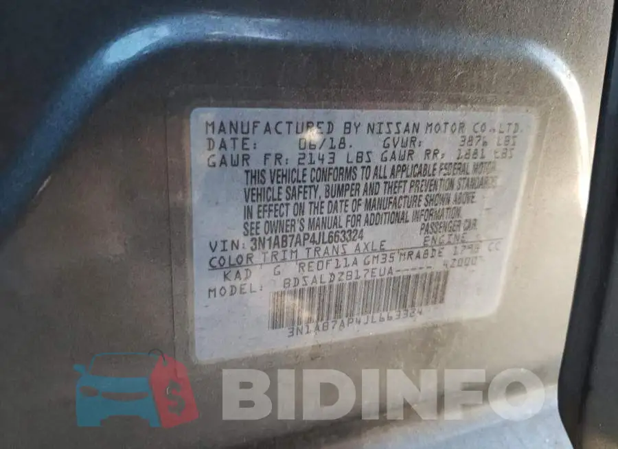 3N1AB7AP4JL663324 Photo# 13