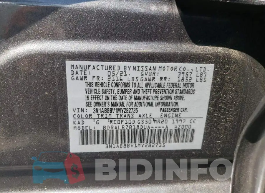 3N1AB8BV1MY282735 Photo# 10