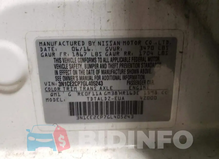 3N1CE2CP7GL405243 Photo# 12