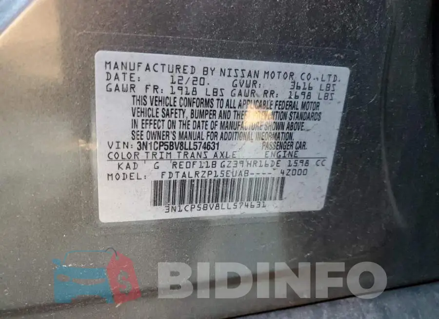 3N1CP5BV8LL574631 Photo# 13