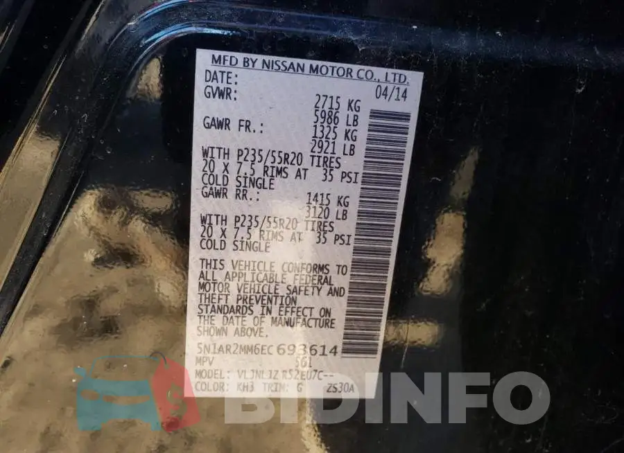 5N1AR2MM6EC693614 Photo# 13