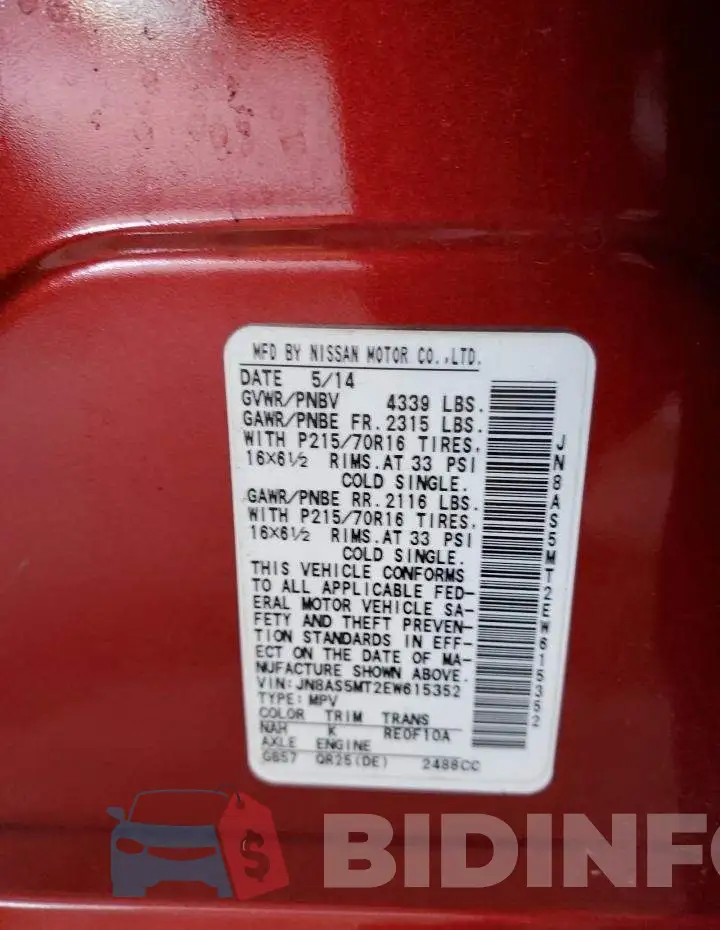 JN8AS5MT2EW615352 Photo# 13