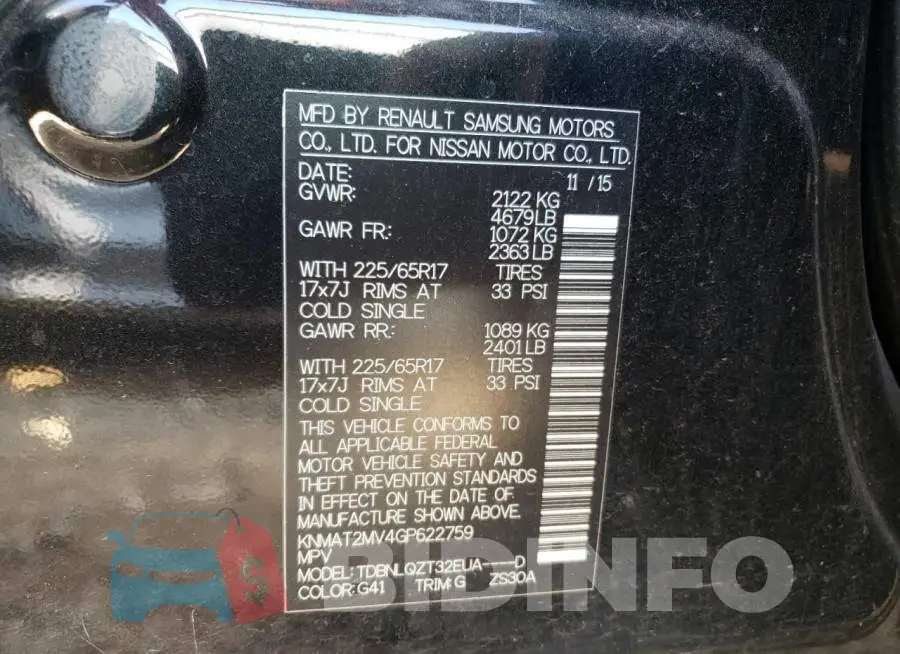 KNMAT2MV4GP622759 Photo# 10