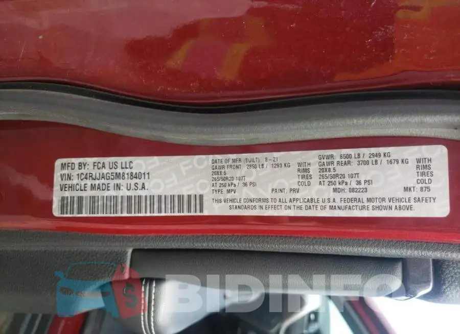 1C4RJJAG5M8184011 Photo# 13