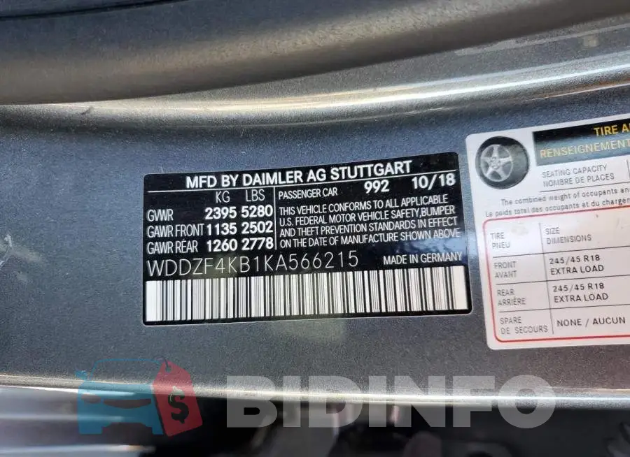 WDDZF4KB1KA566215 Photo# 10