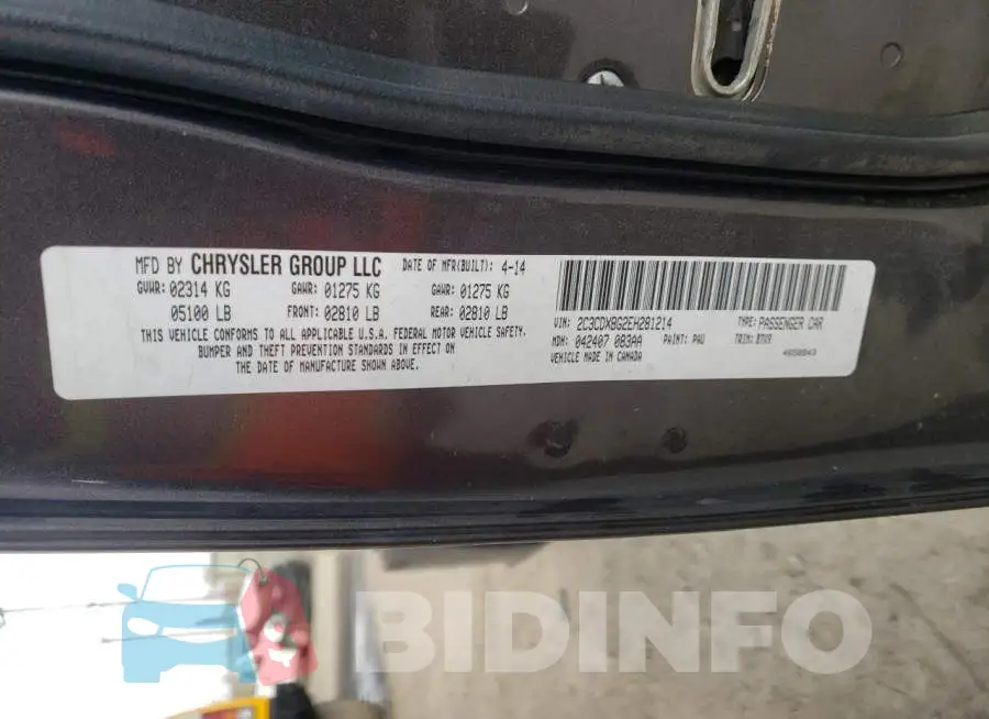 2C3CDXBG2EH281214 Photo# 12