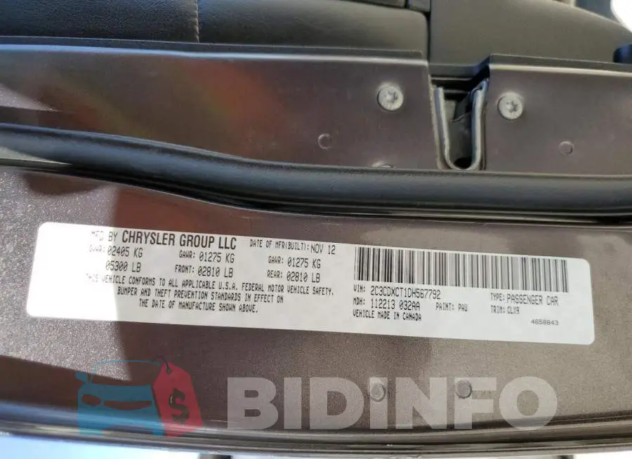 2C3CDXCT1DH567792 Photo# 10