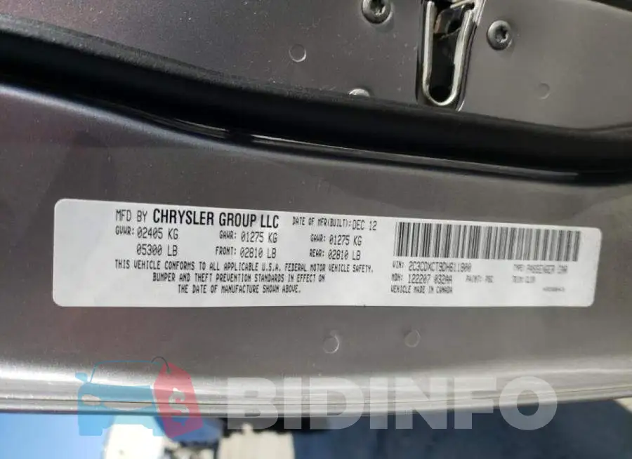 2C3CDXCT9DH611800 Photo# 12