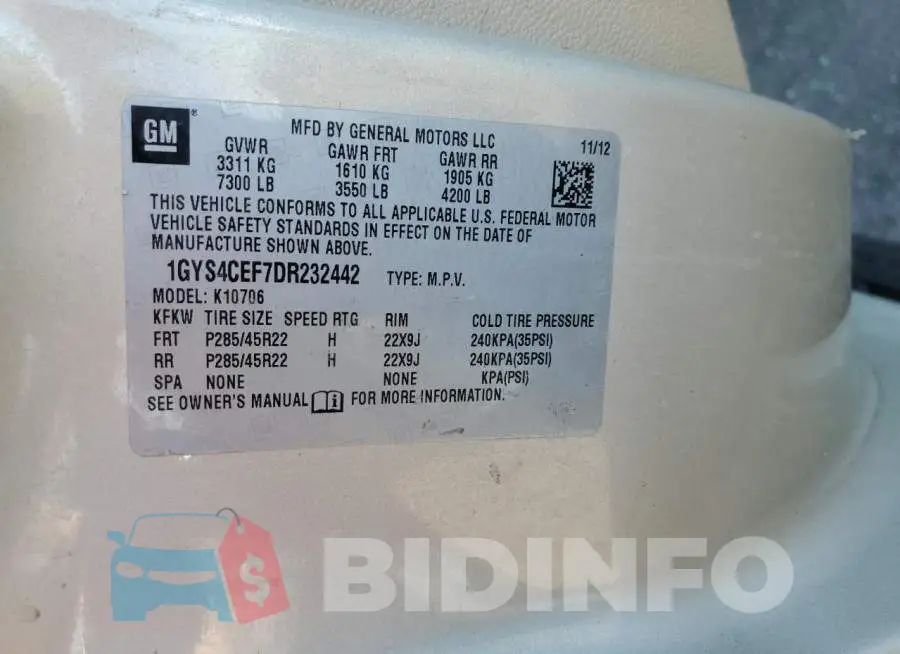 1GYS4CEF7DR232442 Photo# 10