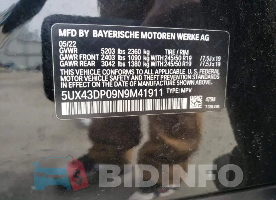 5UX43DP09N9M41911 Photo# 14