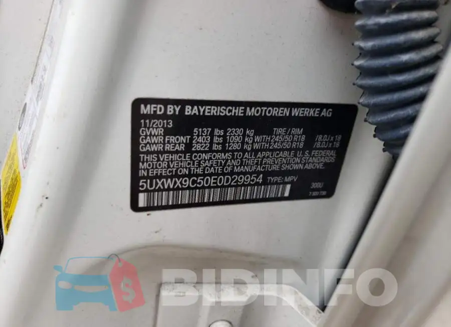 5UXWX9C50E0D29954 Photo# 13