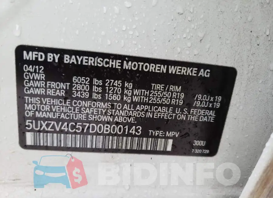 5UXZV4C57D0B00143 Photo# 10