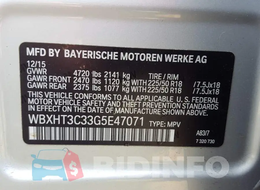 WBXHT3C33G5E47071 Photo# 10