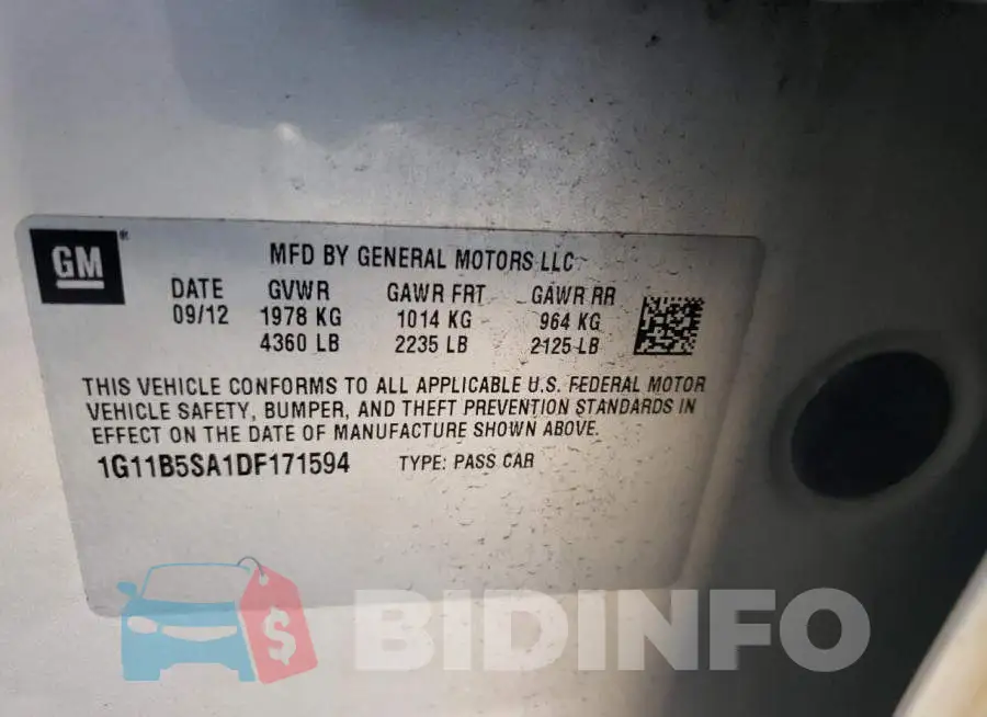1G11B5SA1DF171594 Photo# 10