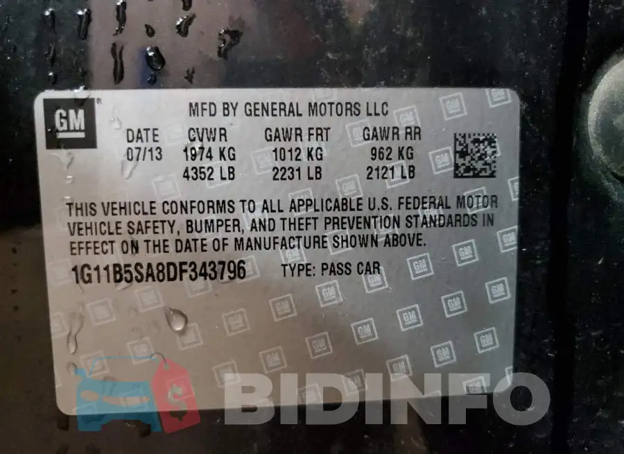 1G11B5SA8DF343796 Photo# 12