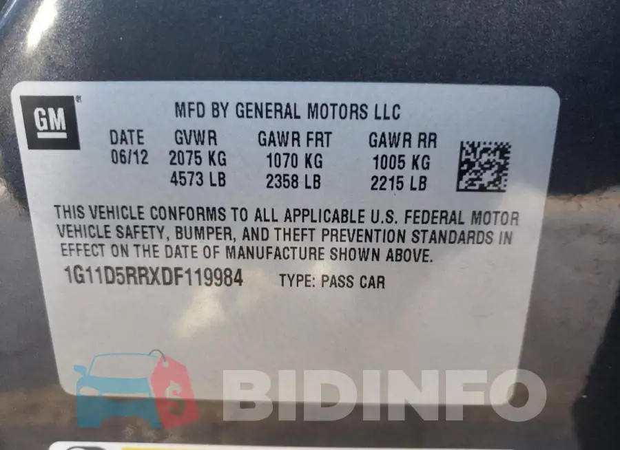1G11D5RRXDF119984 Photo# 12