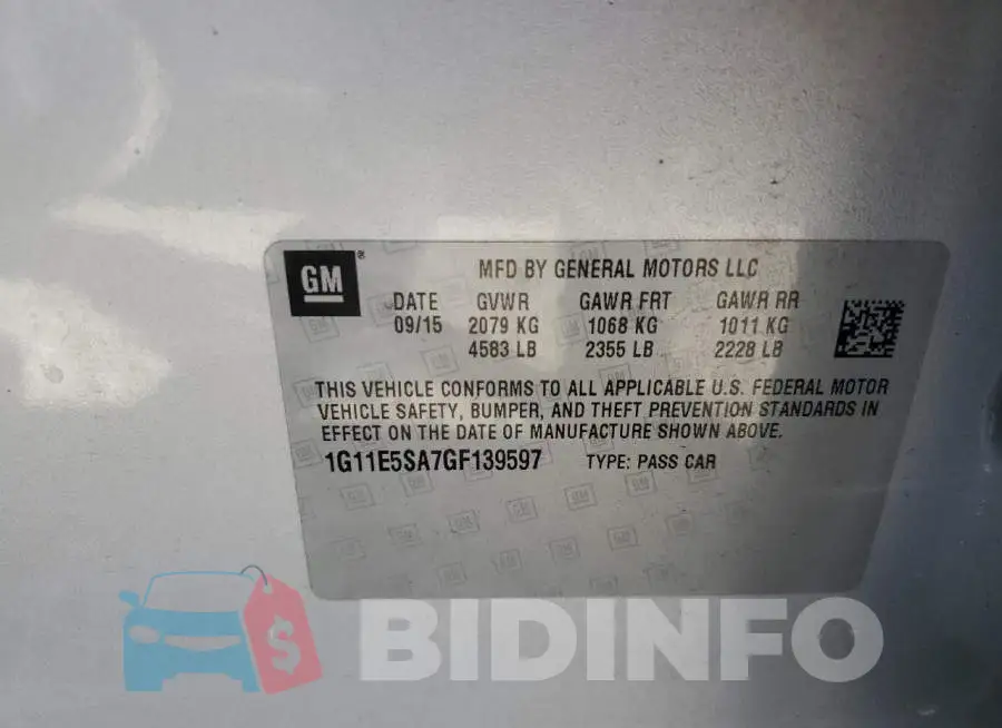 1G11E5SA7GF139597 Photo# 13