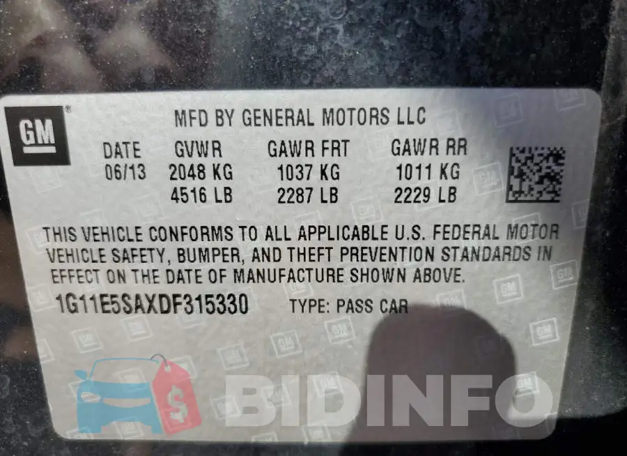 1G11E5SAXDF315330 Photo# 10