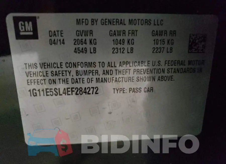 1G11E5SL4EF284272 Photo# 10