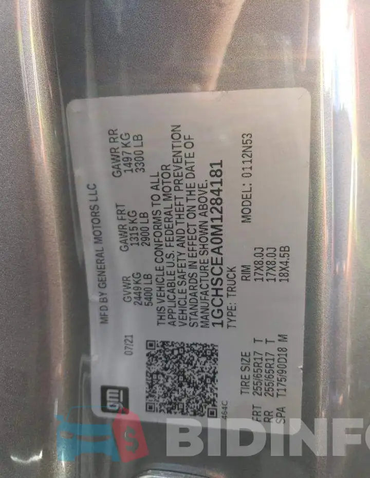 1GCHSCEA0M1284181 Photo# 10