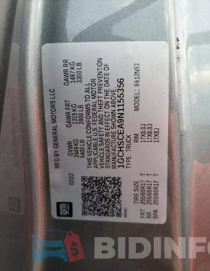 1GCHSCEA9N1155356 Photo# 12
