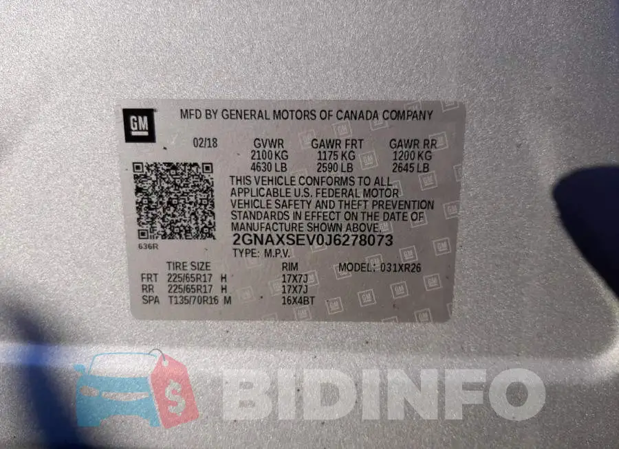 2GNAXSEV0J6278073 Photo# 12