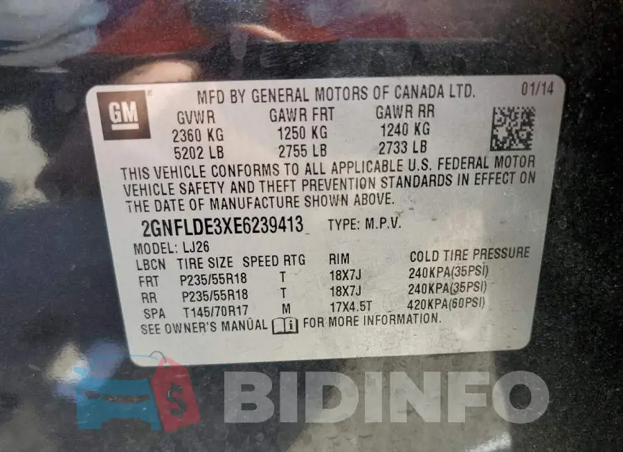2GNFLDE3XE6239413 Photo# 10